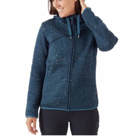 Womens Small MAMMUT CHAMUERA Hooded Jacket Sweatshirt hoodie Teal Blue - Picture 1 of 6